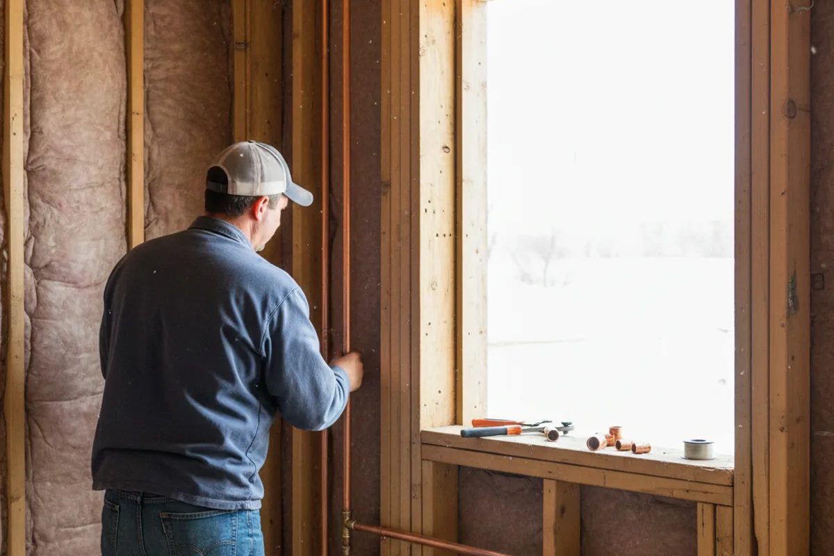Licensed plumber running new copper supply lines in a Florissant home