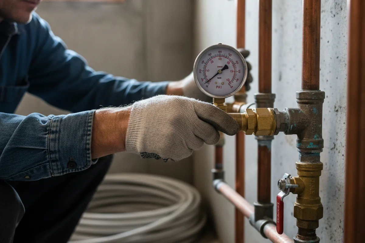 Pressure testing a repaired line during Water Line Repair in Florissant